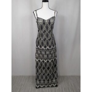 Aspeed Dress Vtg Black Embroidered Beaded Long Formal Gown Event Sz Medium A044